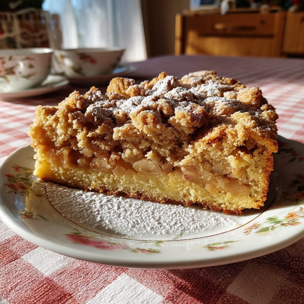 Saftiger Rhabarber-Streuselkuchen