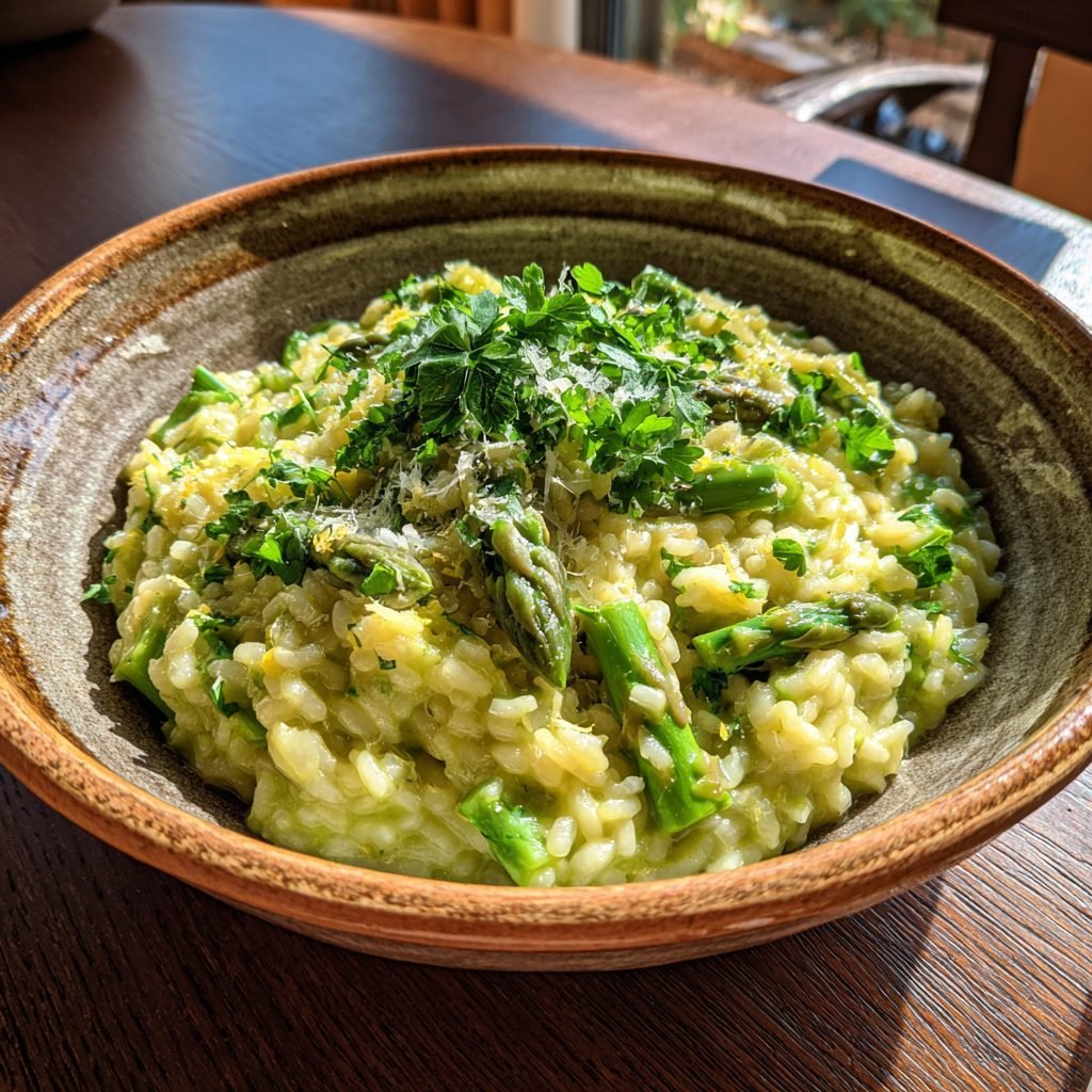 Spargel-Risotto mit Zitrone und Parmesan
