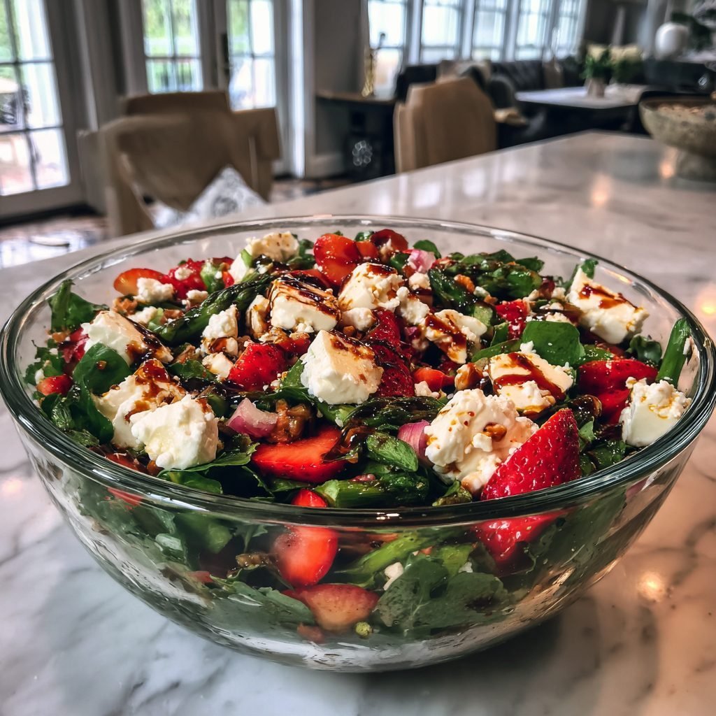 Spargelsalat mit Erdbeeren, Feta und Balsamico-Dressing