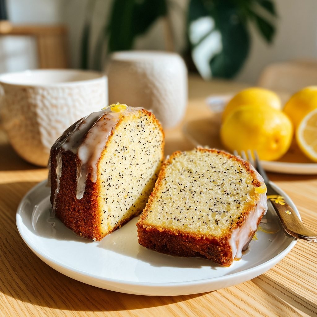 Zitronen-Mohn-Kuchen mit Zuckerguss