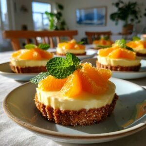 Alkoholfreie 'Eierlikör'-Creme-Törtchen mit Orangenfilets