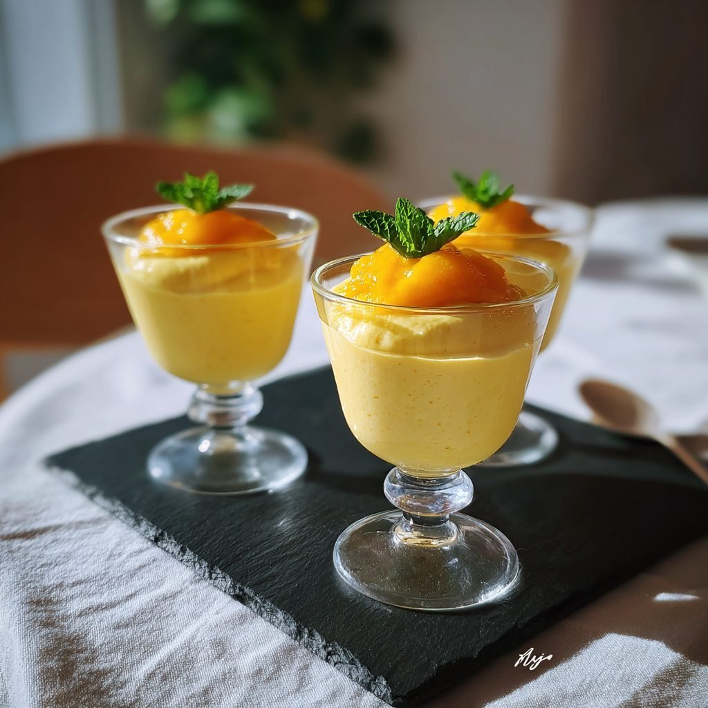 Alkoholfreie Eierlikör-Mousse mit Mango-Püree
