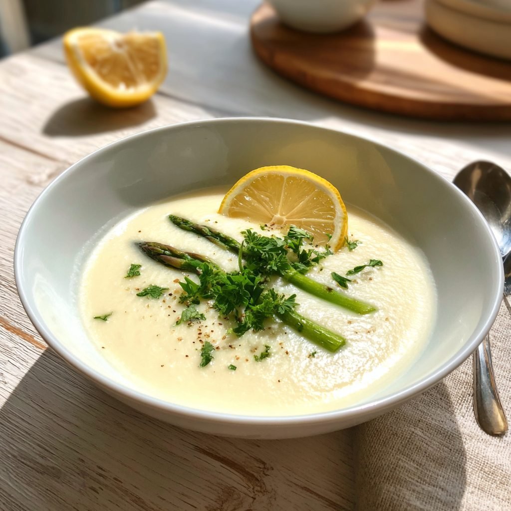 Cremige Spargelsuppe mit Kerbel