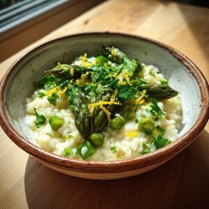 Cremiges Spargel-Risotto mit Zitrone und Parmesan