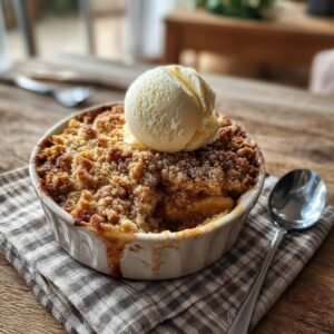 Erdbeer-Rhabarber-Crumble mit Vanillecreme