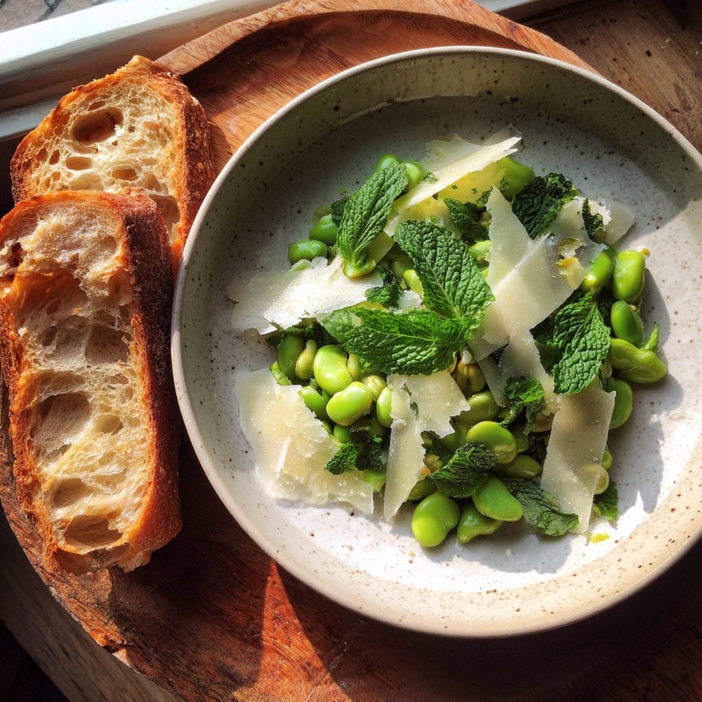 Fava Bohnen Salat mit Pecorino und Minze