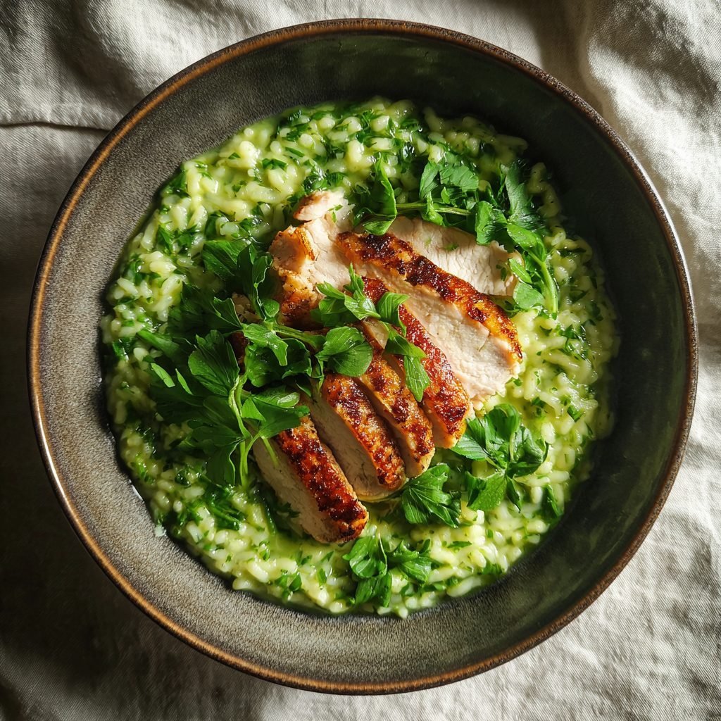 Hähnchenbrust mit Bärlauch-Risotto