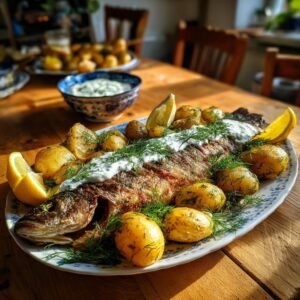 Karpfen blau mit Meerrettichsauce