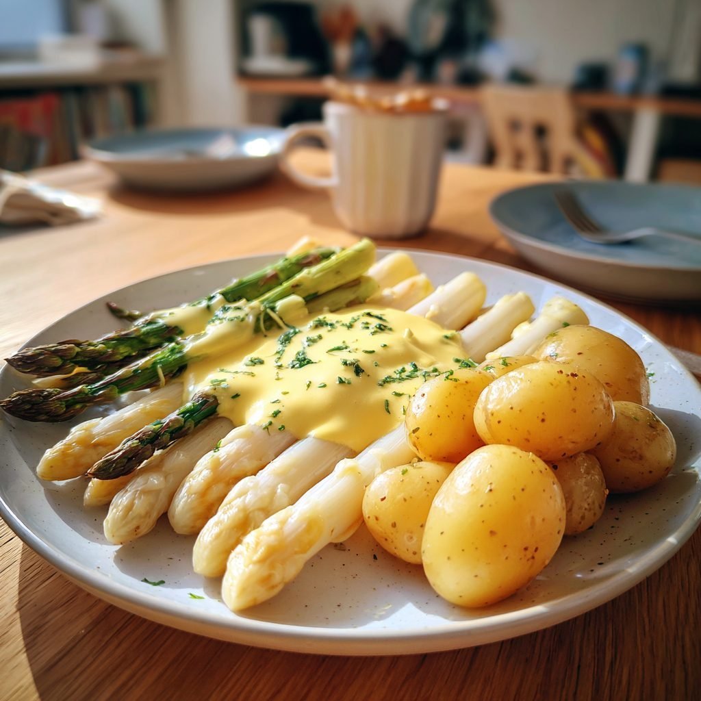 Klassischer Spargel mit Neuen Kartoffeln und Zitronen-Hollandaise