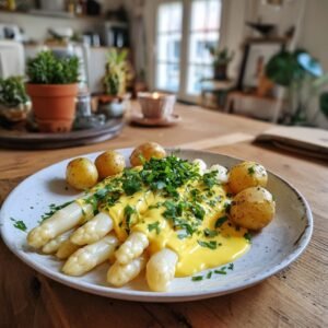 Klassischer Spargel mit Neuen Kartoffeln und Zitronen-Hollandaise