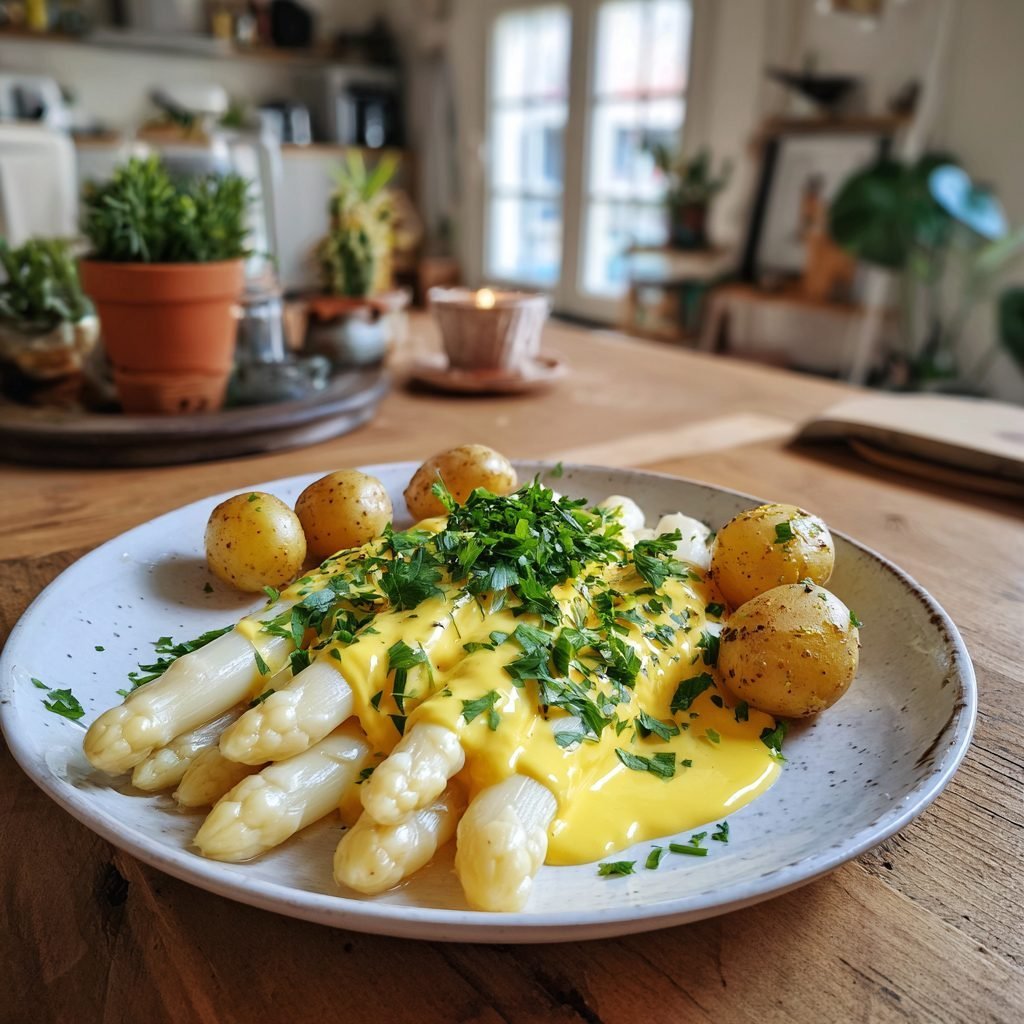 Klassischer Spargel mit Neuen Kartoffeln und Zitronen-Hollandaise
