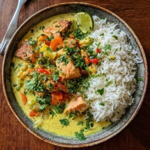 Lachs-Curry mit Kokosmilch und Limette