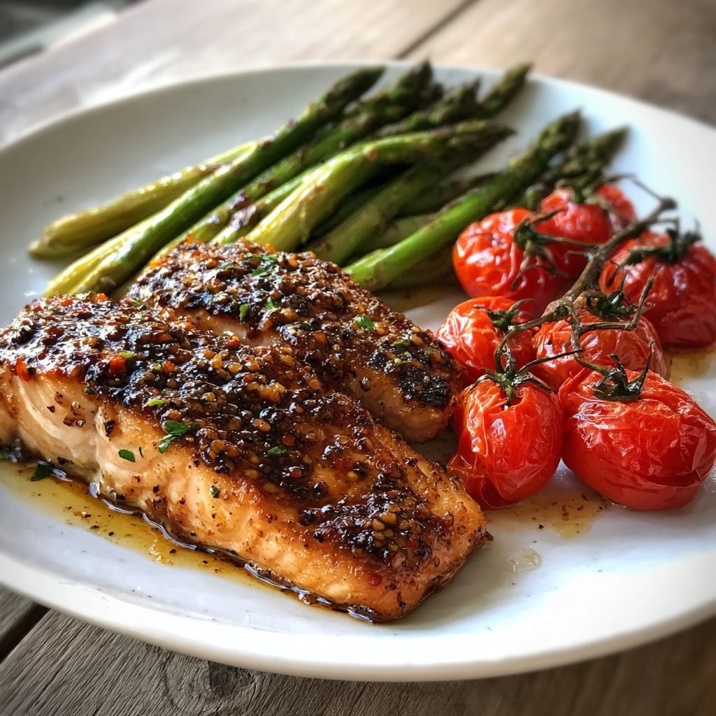 Lachsfilet aus dem Ofen mit Honig-Senf-Glasur
