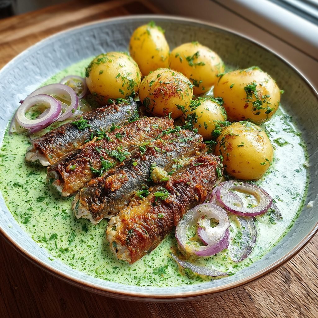 Matjesfilets mit Neuen Kartoffeln und Frankfurter Grüner Sauce
