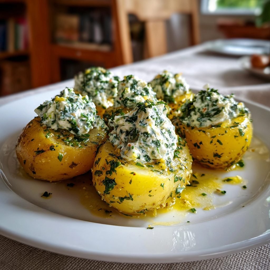 Neue Kartoffeln mit Kräuterquark und Leinöl