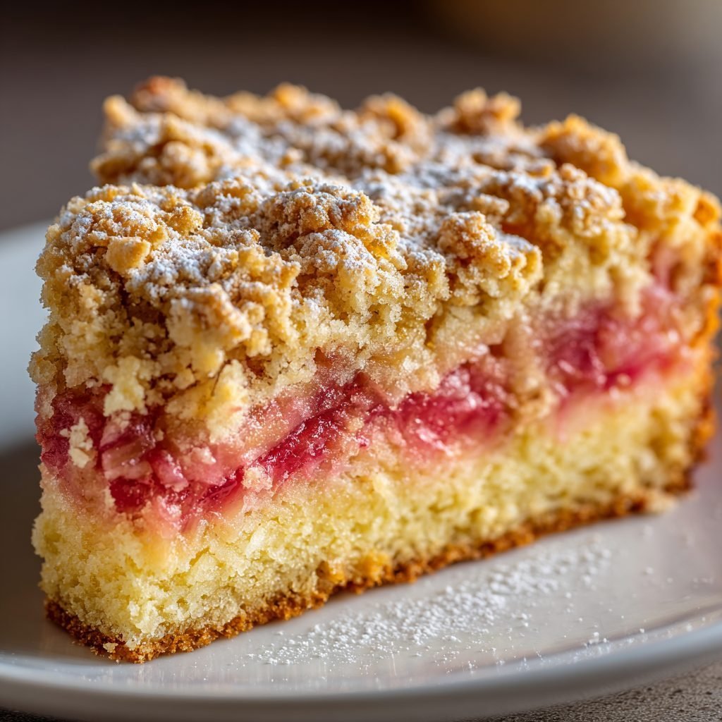 Rhabarber-Streuselkuchen mit Haferflocken-Topping