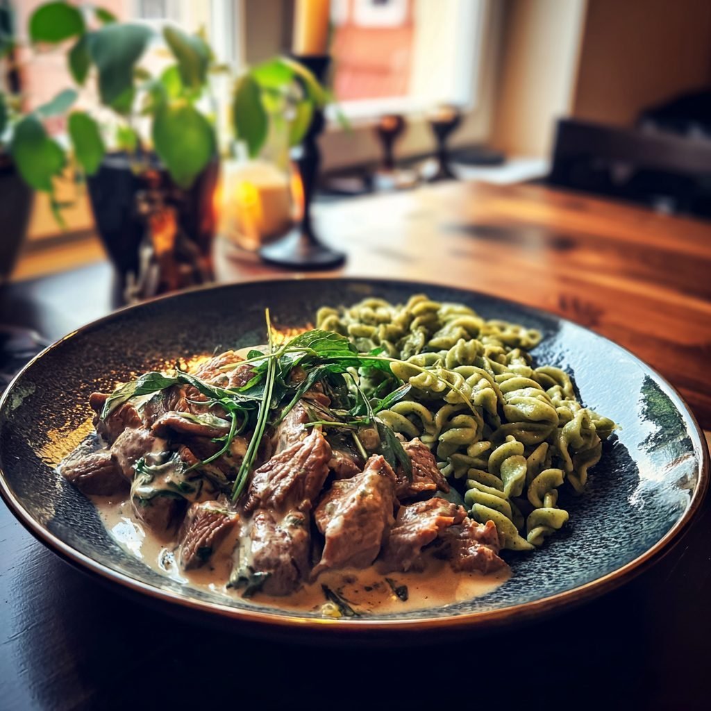 Rindergeschnetzeltes mit Bärlauchspätzle