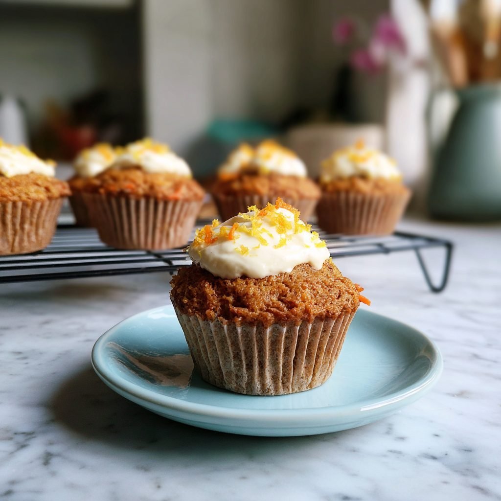 Rüblikuchen-Muffins mit Zitronen-Joghurt-Topping