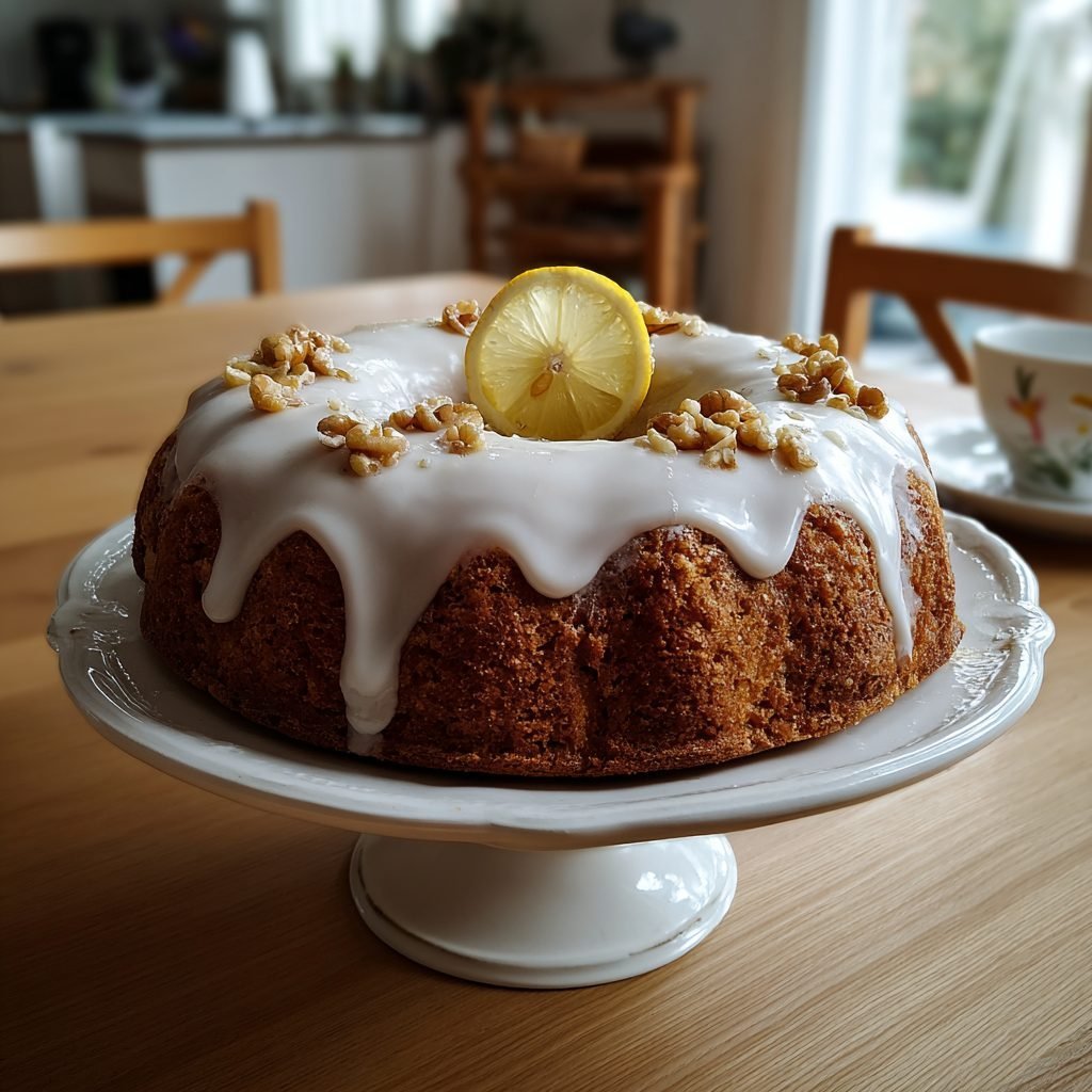 Saftiger Möhren-Nuss-Kuchen mit Zitronenglasur