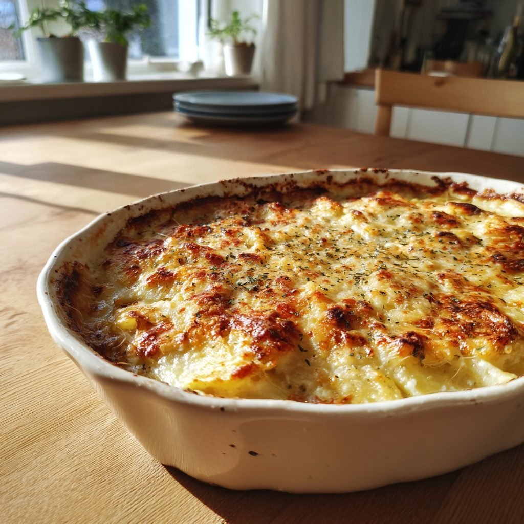 Spargel-Kartoffel-Gratin mit Käse