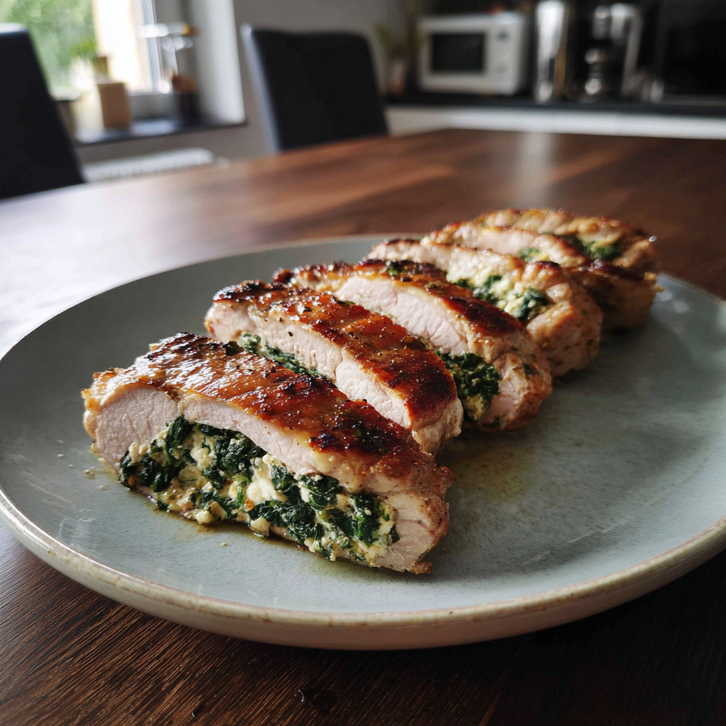 Gefüllte Kalbsschnitzel mit Spinat und Feta