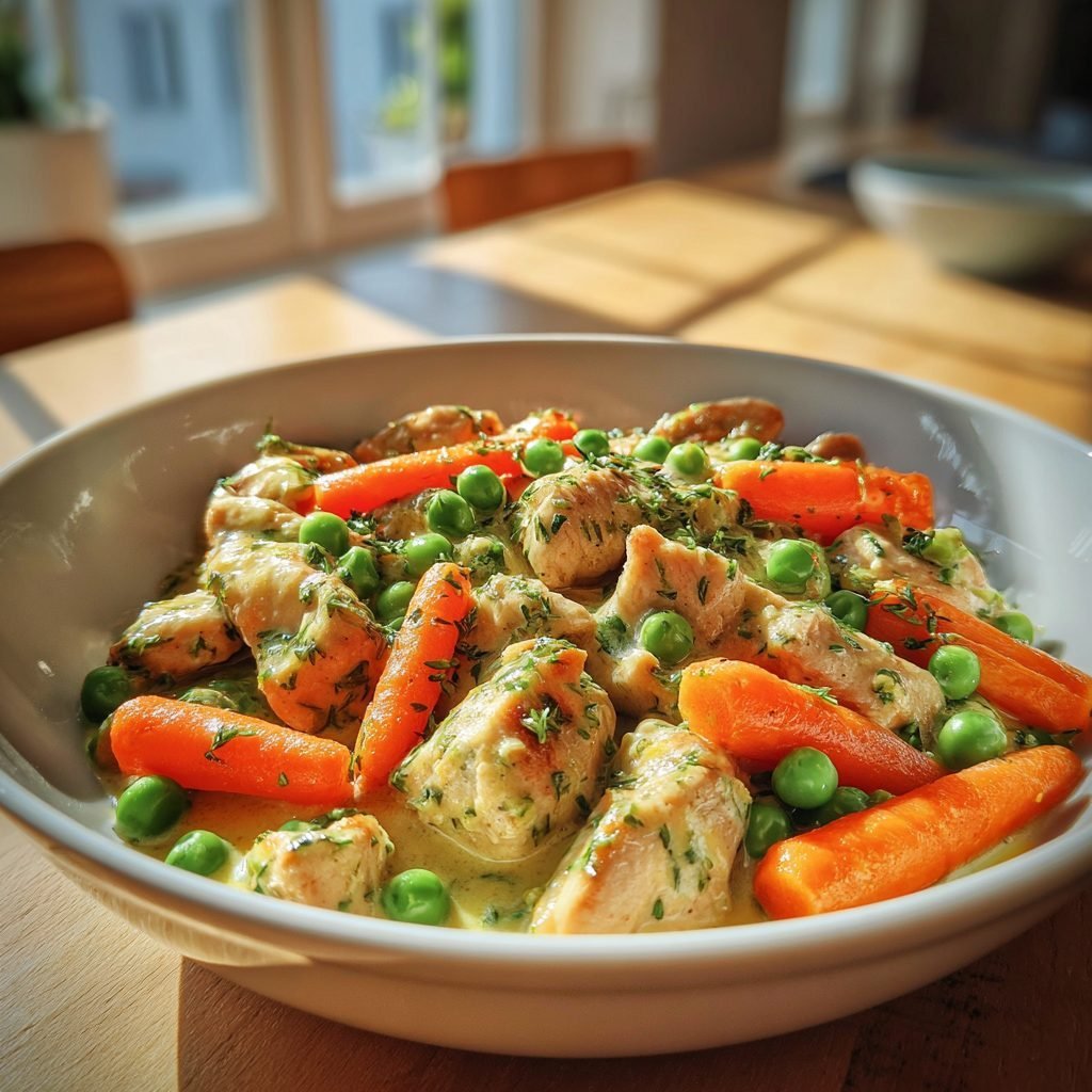 Zitronen-Kräuter-Hähnchengeschnetzeltes mit Frühlingsgemüse