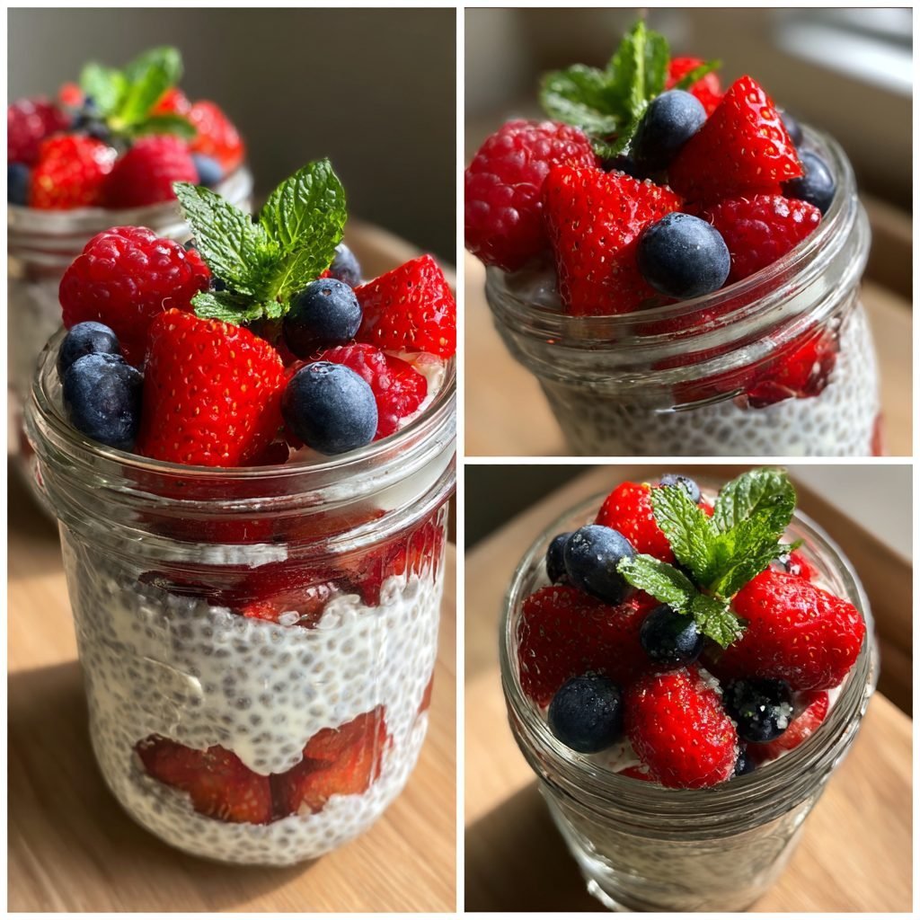 Cremiger Beeren-Chia-Pudding mit Kokosmilch