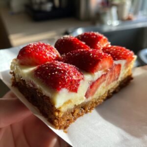 Erdbeer-Mandel-Kuchen mit weißer Schokolade