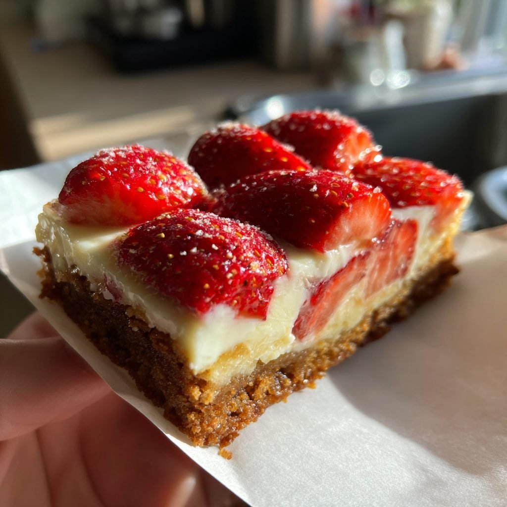 Erdbeer-Mandel-Kuchen mit weißer Schokolade