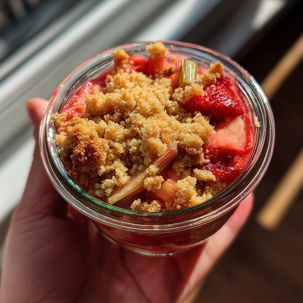 Erdbeer-Rhabarber-Crumble im Glas