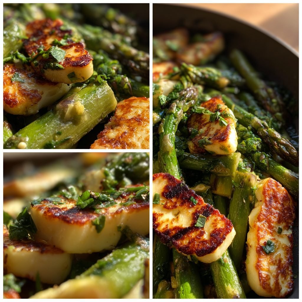 Gegrillter Grüner Spargel mit Halloumi und Kräuter-Zitronen-Marinade