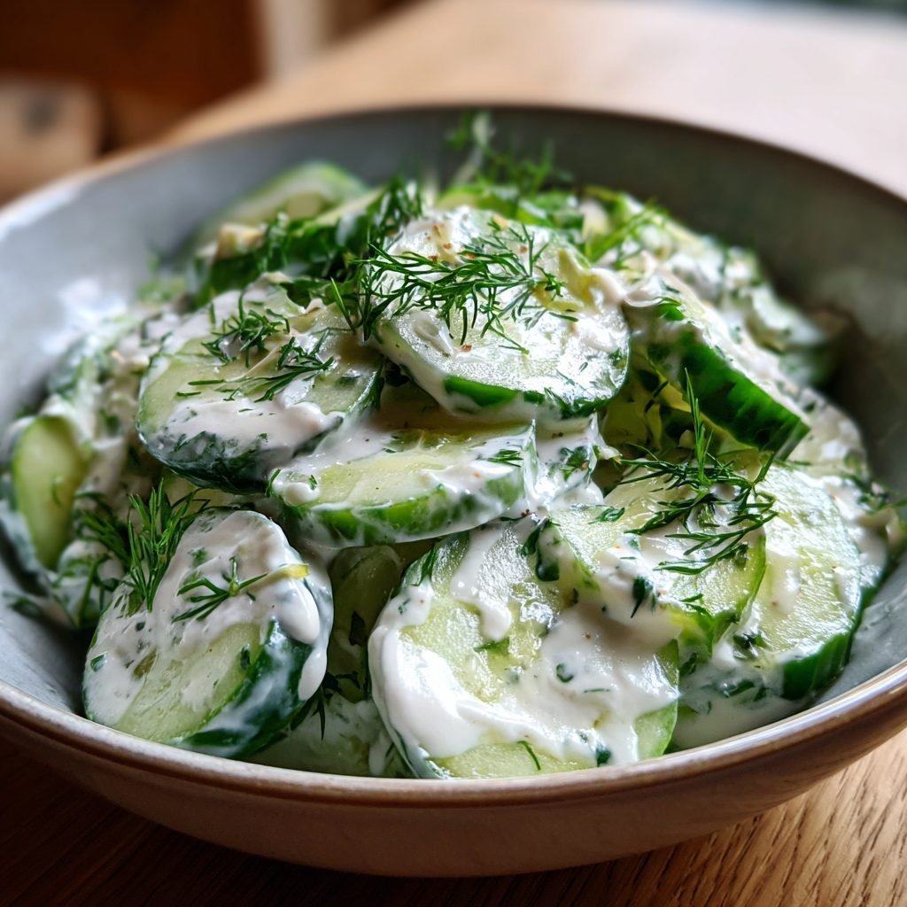Gurkensalat mit Dill und Sauerrahm