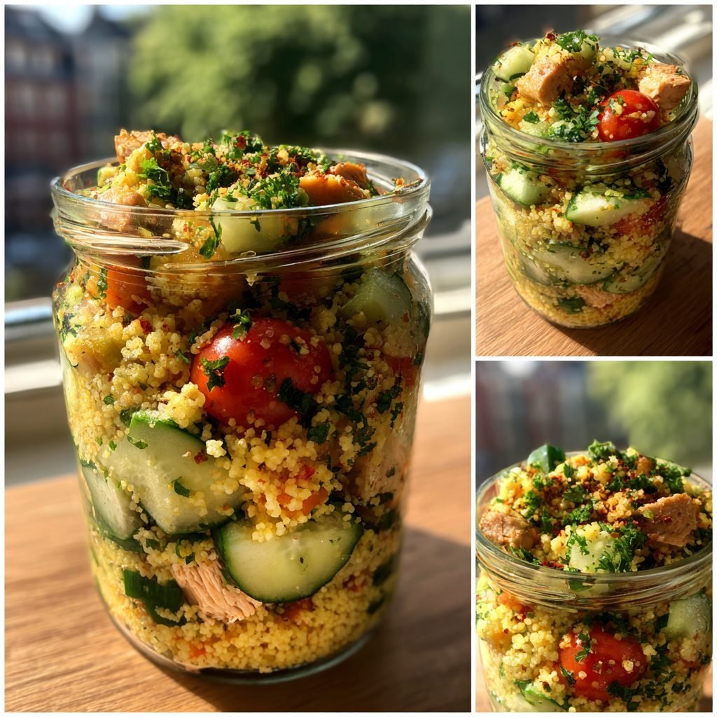 Hähnchen-Couscous-Salat im Glas