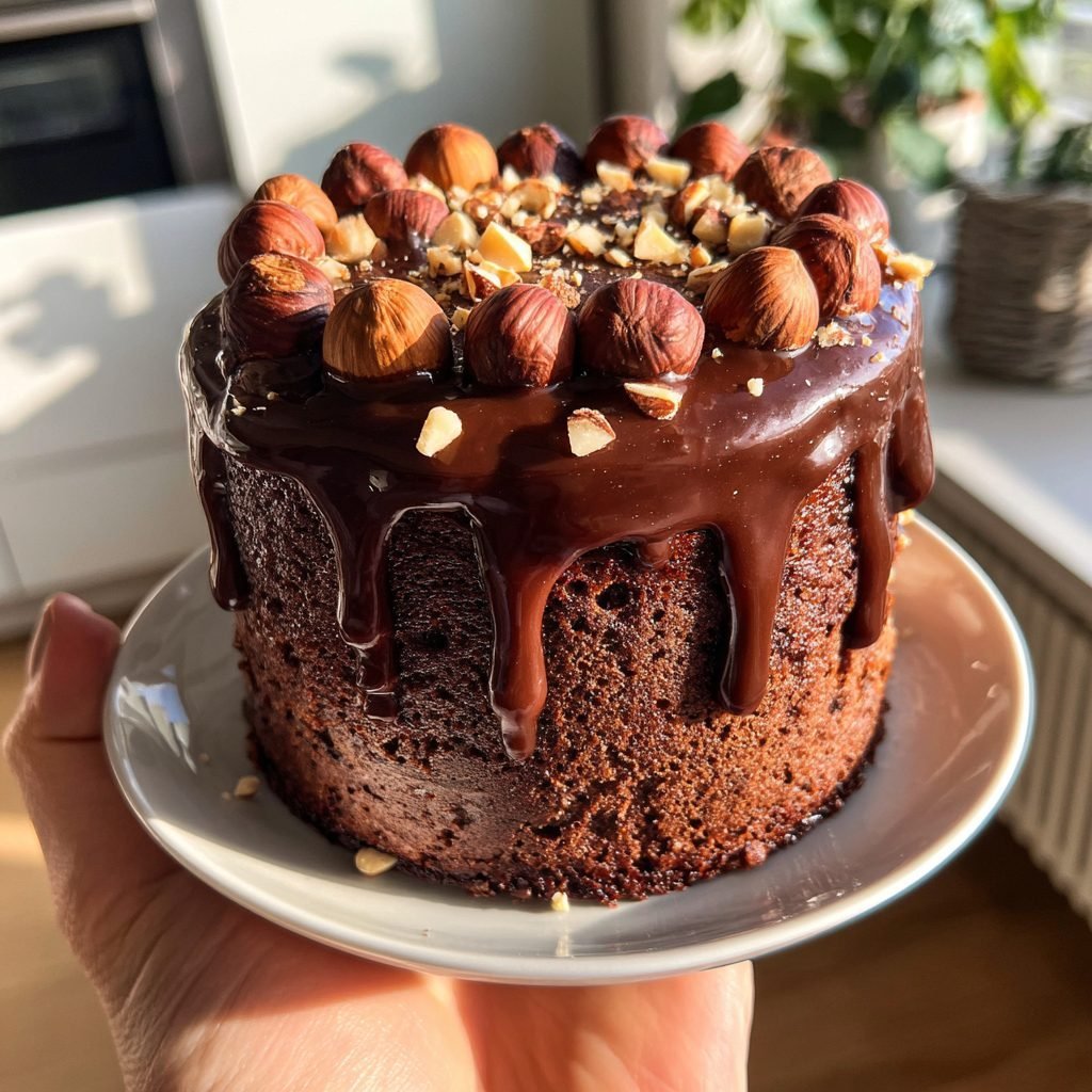 Haselnuss-Schokoladen-Torte mit Kaffee-Ganache