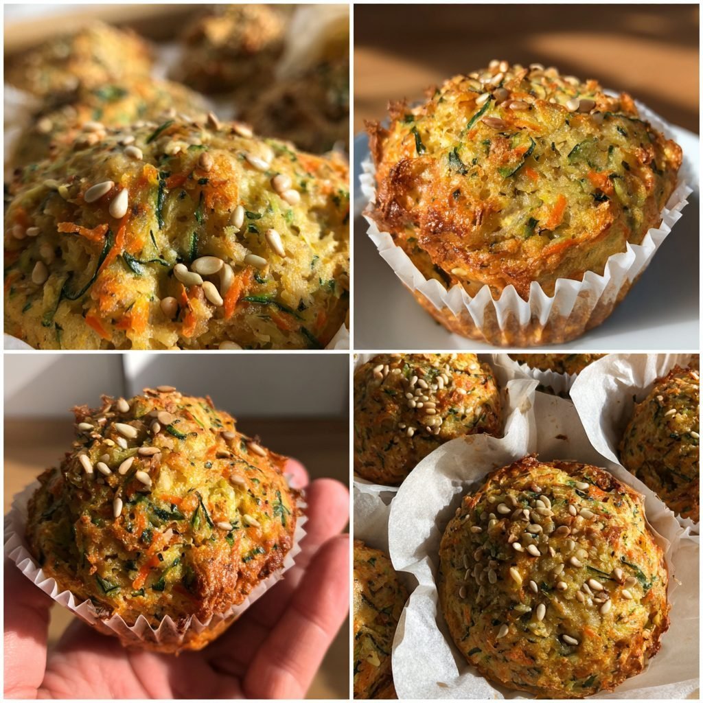 Herzhafte Vegane Muffins mit Zucchini, Karotte und Sonnenblumenkernen