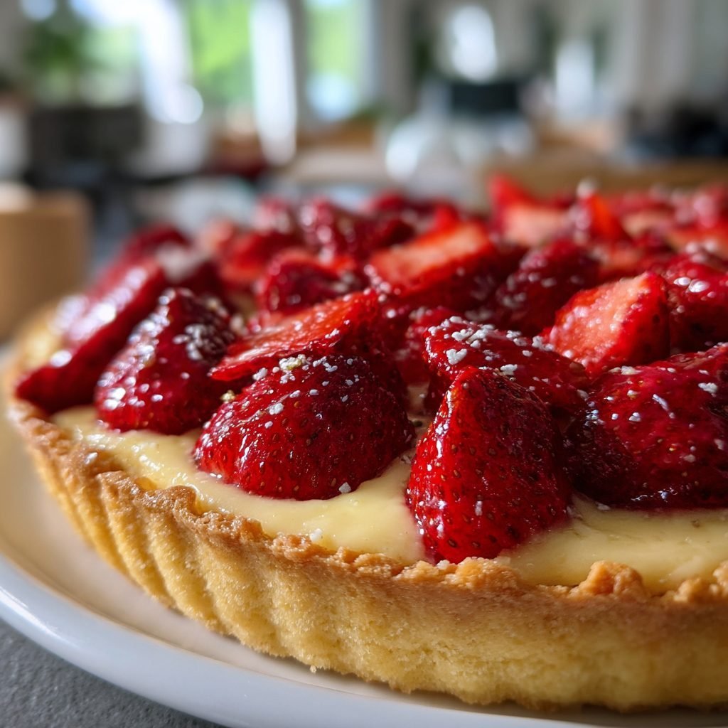 Klassischer Erdbeerkuchen mit Vanillepuddingcreme