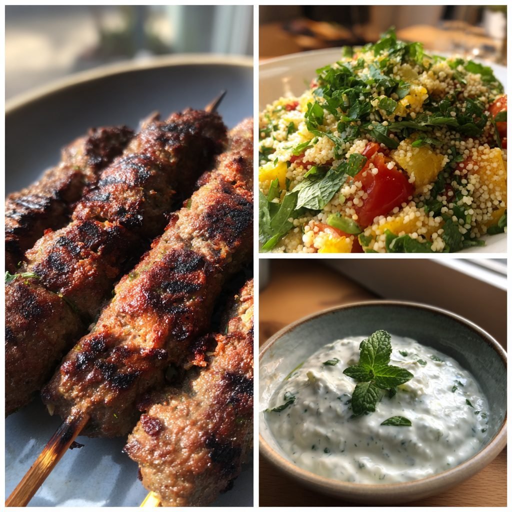 Lamm-Köfte-Spieße mit Minz-Joghurt und Couscous-Salat
