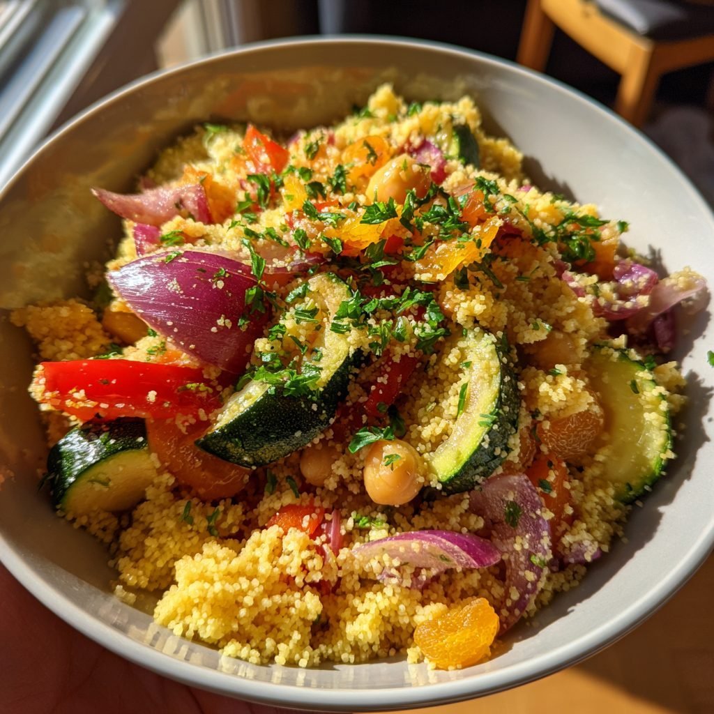Marokkanischer Couscous-Salat mit geröstetem Gemüse