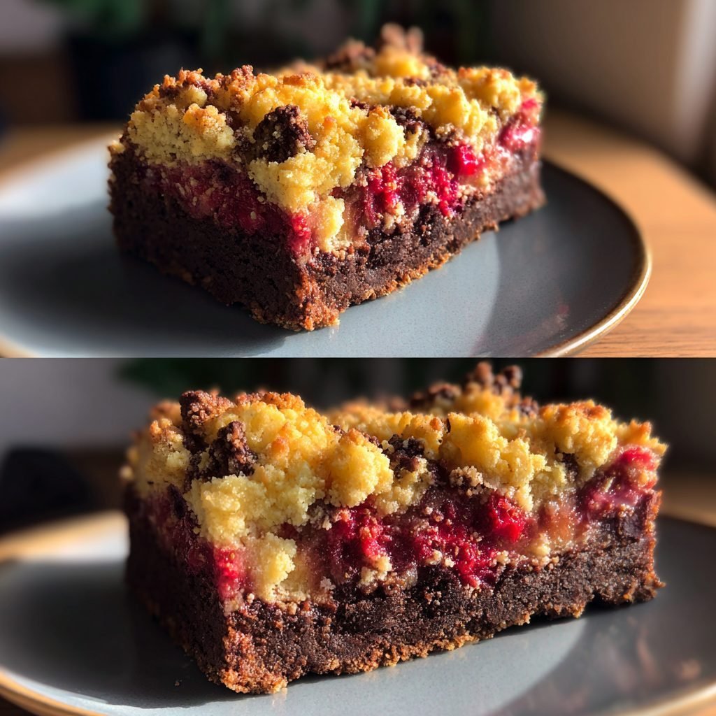 Schoko-Erdbeer-Crumble-Kuchen