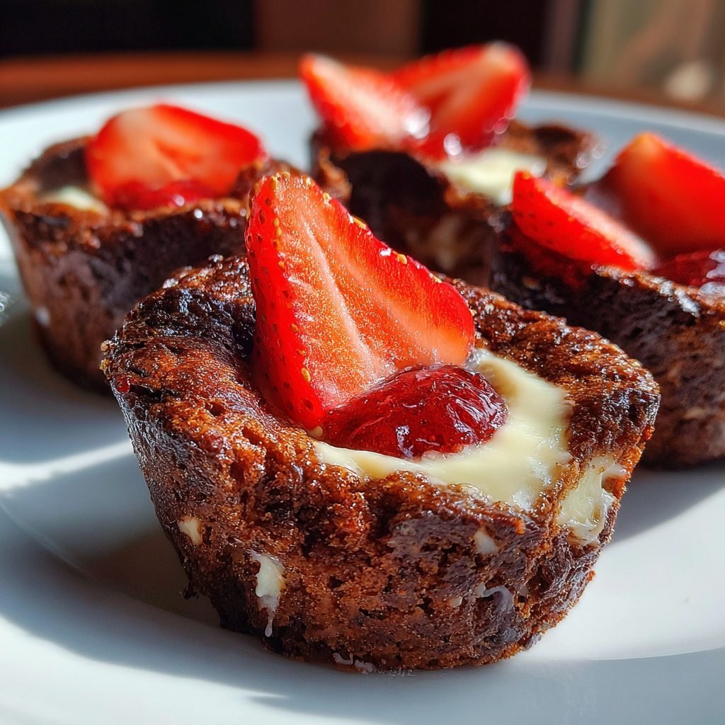 Schokoladen-Erdbeer-Muffins mit cremigem Kern