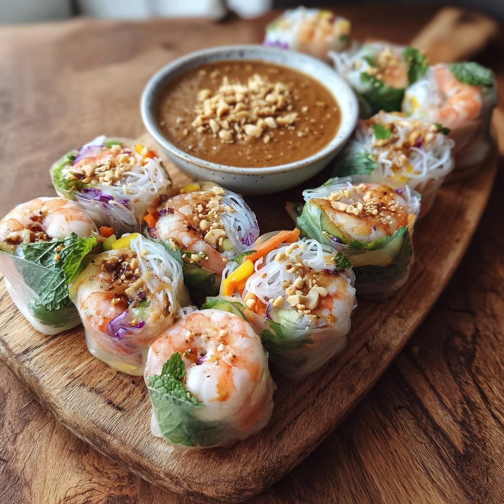 Vietnamesische Sommerrollen mit Erdnuss-Dip (Gỏi Cuốn)
