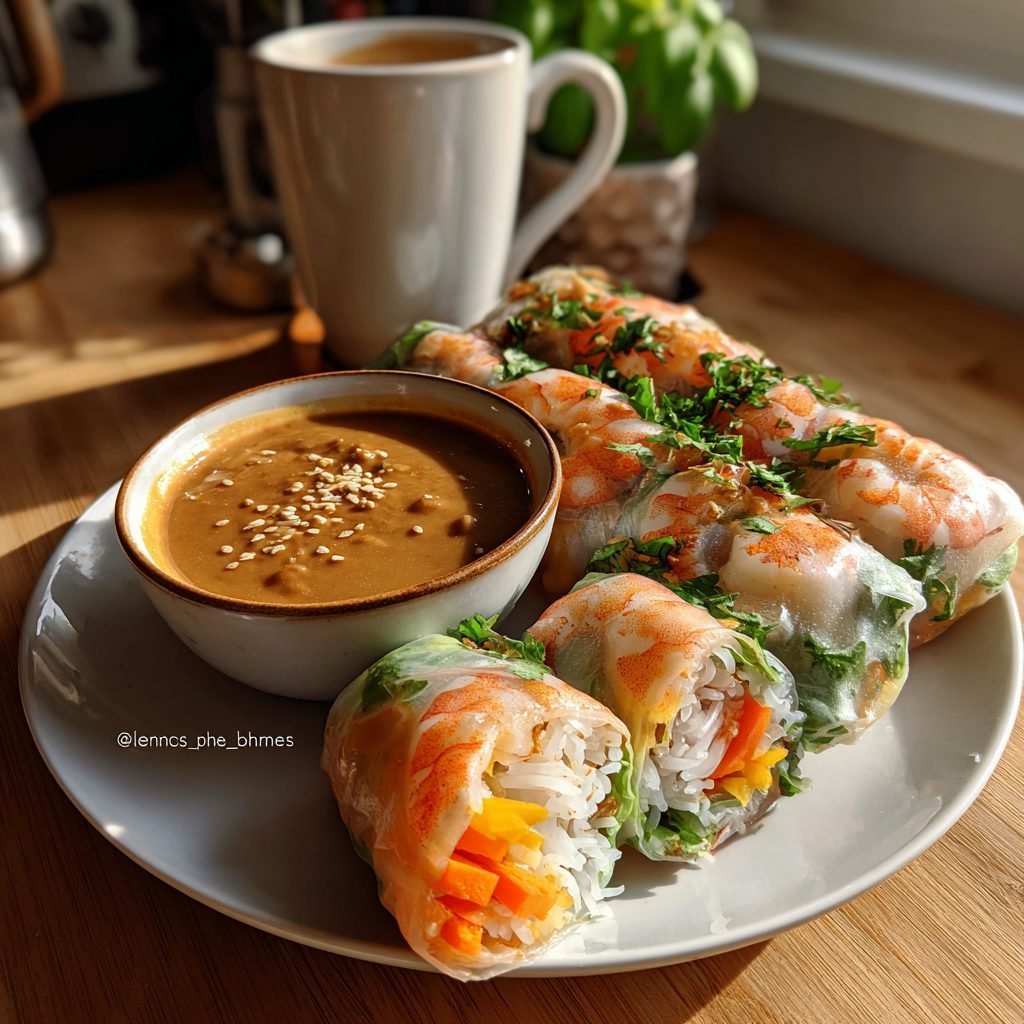 Vietnamesische Sommerrollen mit Erdnuss-Dip