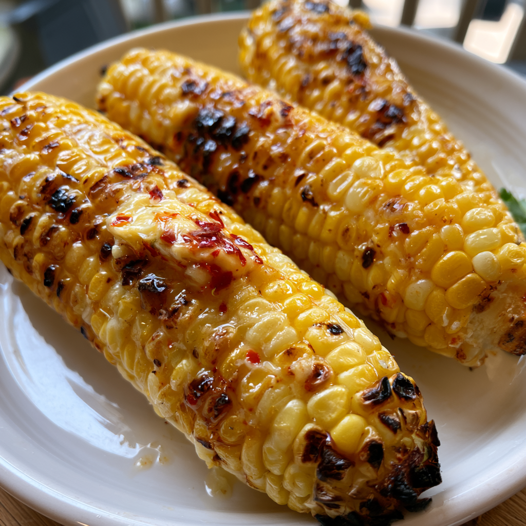 Gegrillter Maiskolben mit Limetten-Chili-Butter
