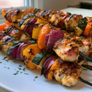 Hähnchen-Gemüse-Spieße mit Kräuter-Marinade