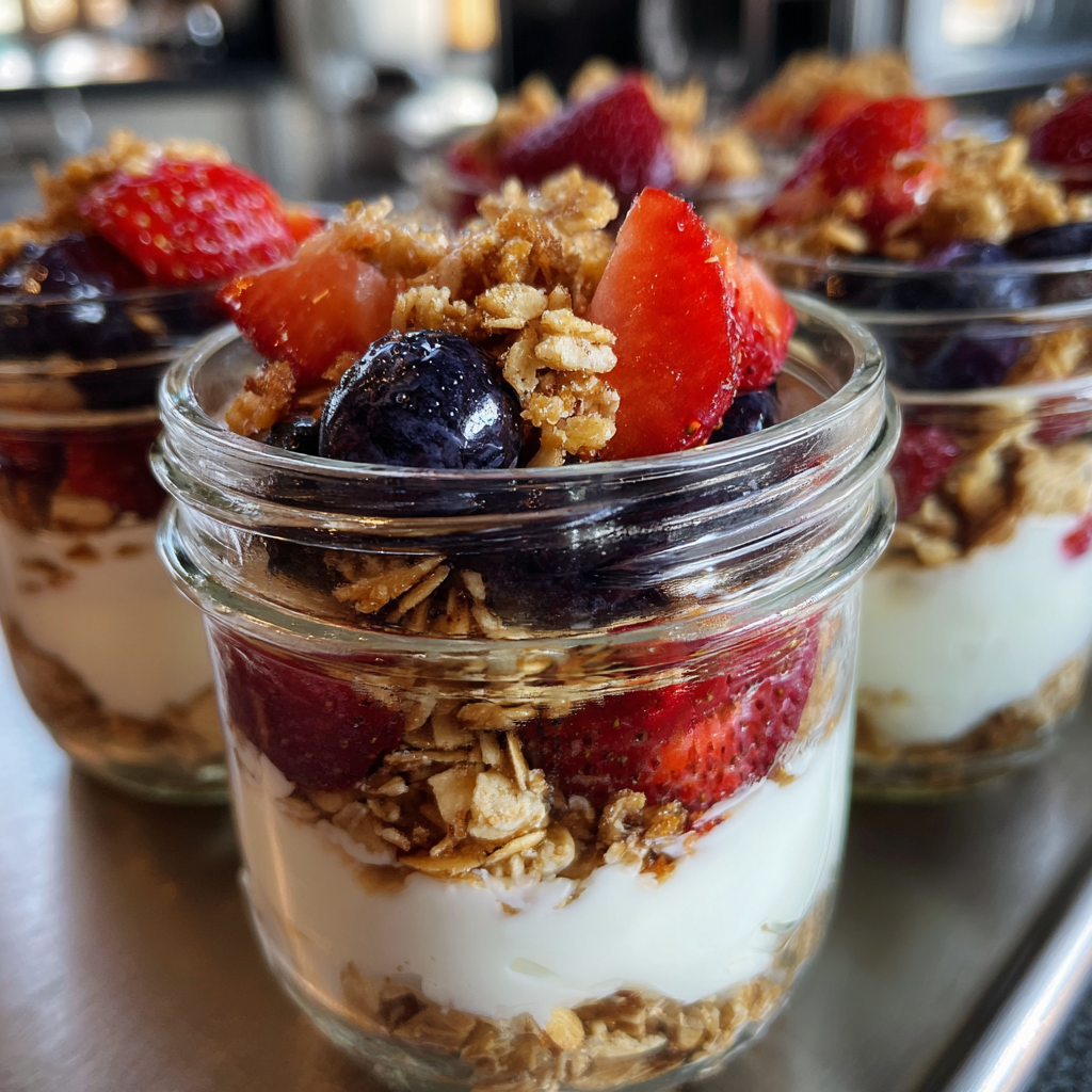 Schnelle Beeren-Joghurt-Schichten mit Knuspermüsli