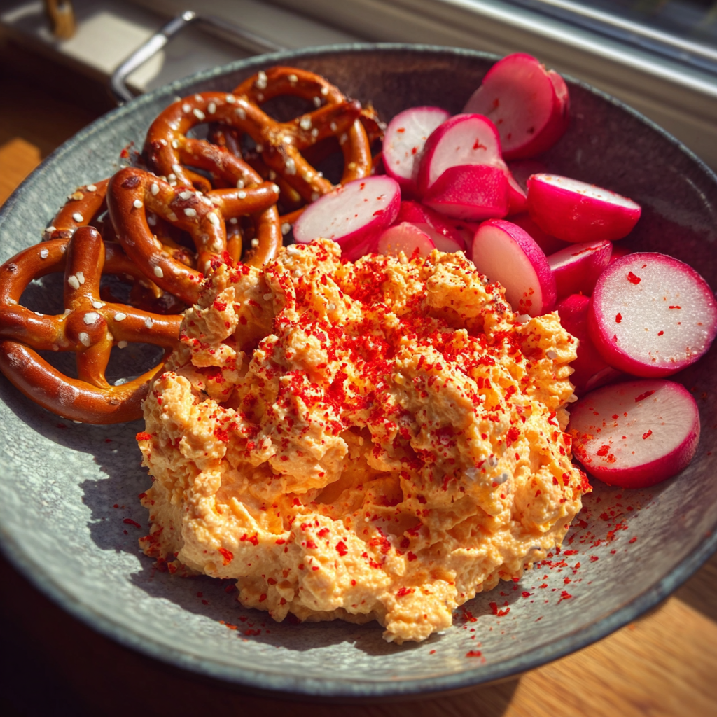 Obatzda mit Radi und Brezeln