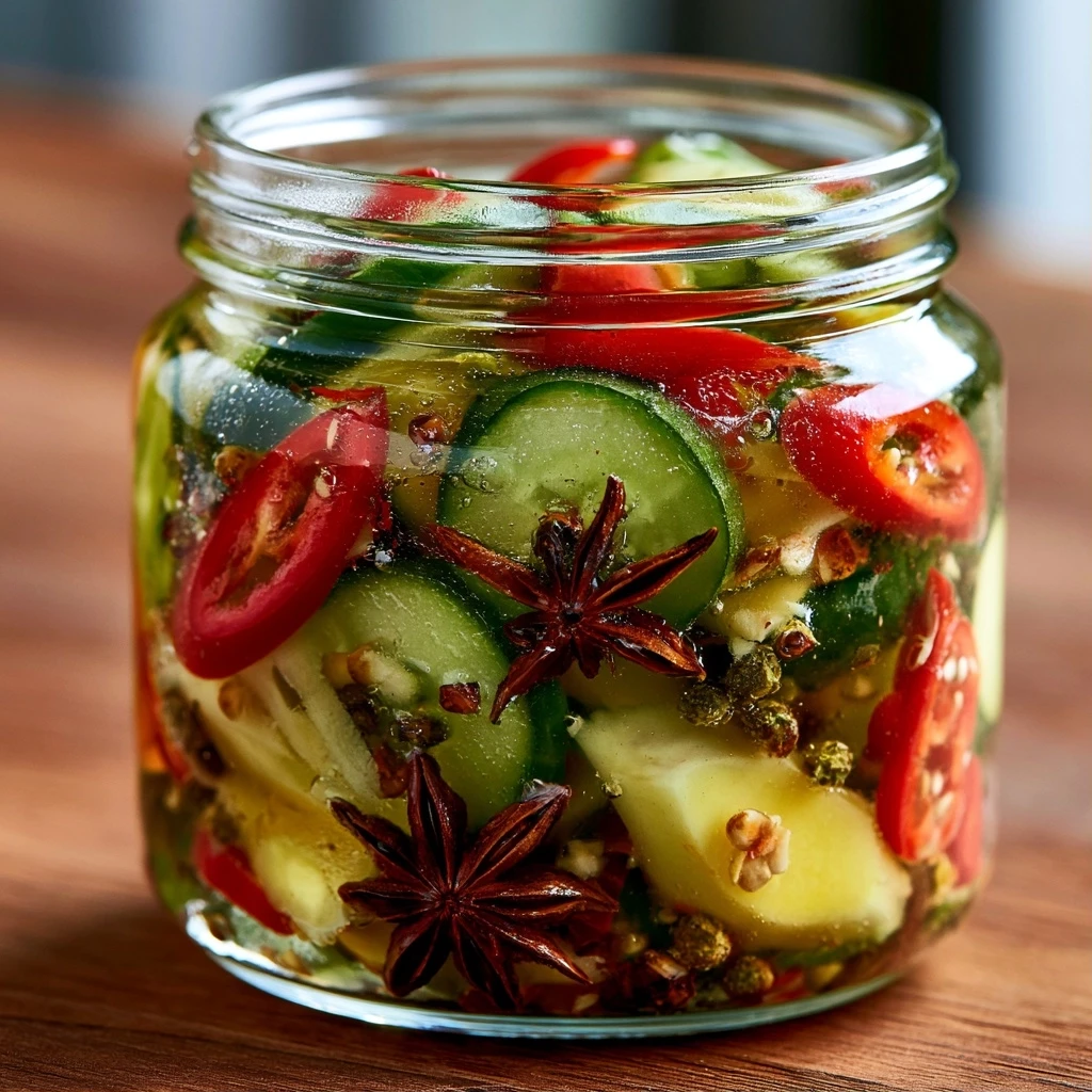 Asiatisch Inspirierte Fermentierte Gurken mit Ingwer und Sternanis
