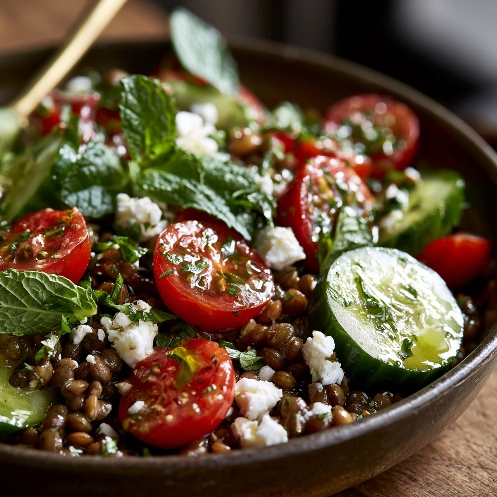 Blitz-Linsen-Salat mit Feta, Minze und Kirschtomaten