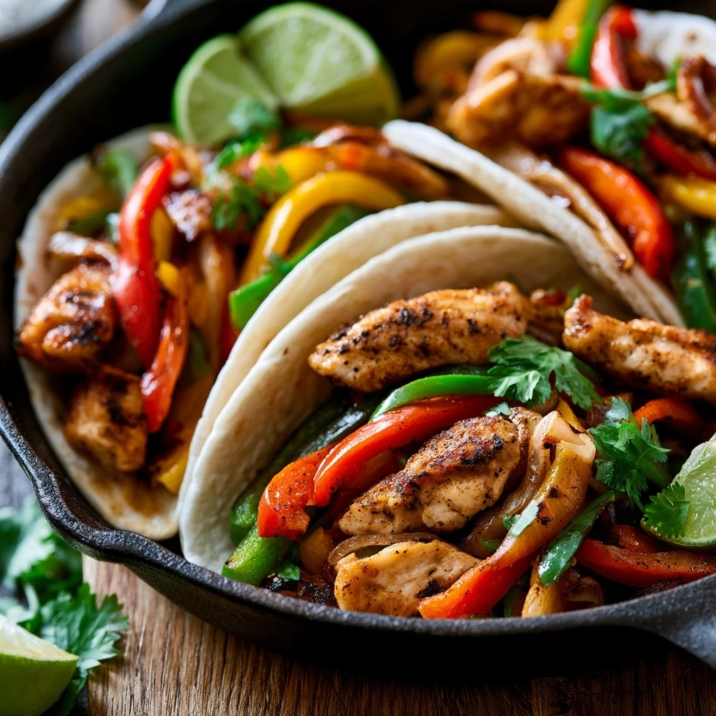 Hähnchen-Fajitas mit Paprika und Zwiebeln