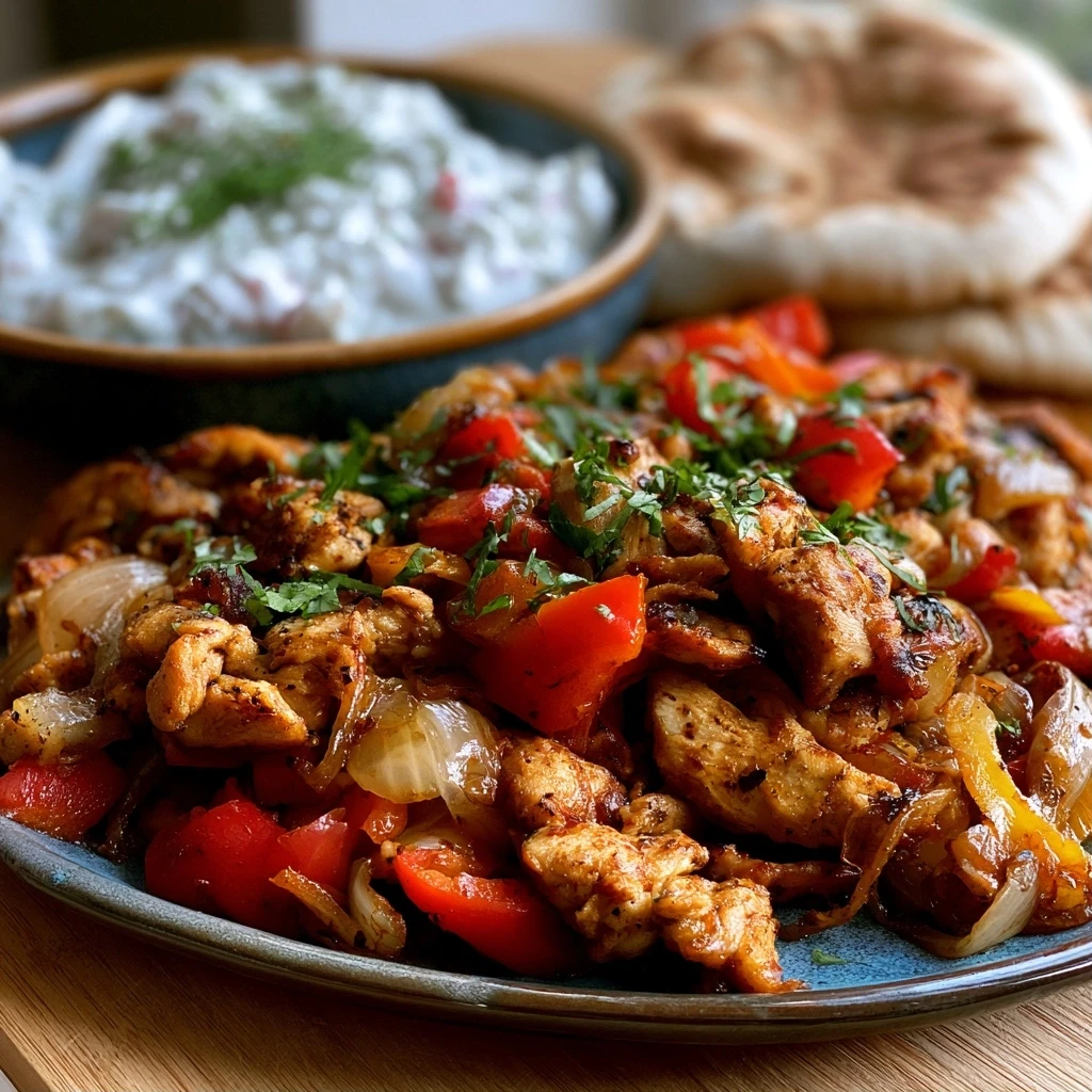 Hähnchen-Gyros-Pfanne mit Blitz-Zaziki